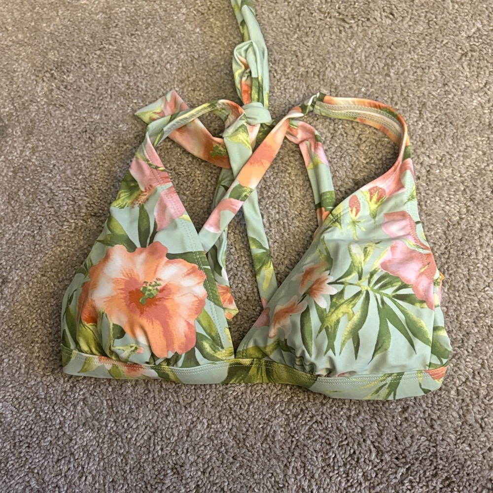 Shade & Shore Floral Bikini Top - Green and Orange new size s - Picture 3 of 10